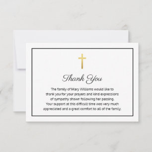 Elegant Funeral Religious Thank You Cross