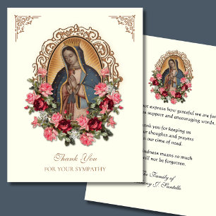 Elegant  Funeral Sympathy Guadalupe Thank You Card