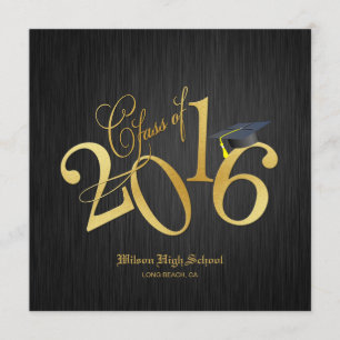Elegant Funky Gold Class of 2016 Graduation Invitation