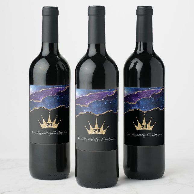 Elegant Funny 21st Birthday Wine Label (Bottles)