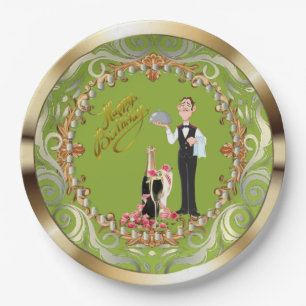 Elegant Funny Butler Birthday Paper Plate