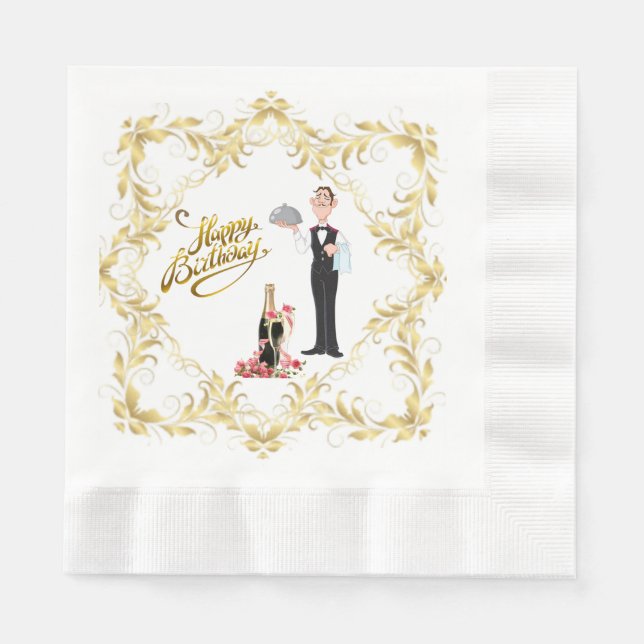 Elegant Funny Butler Paper  Napkin (Front)