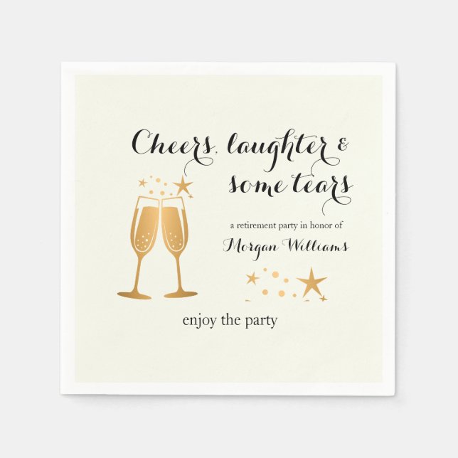 Elegant Funny Cheers Laughter Tears Retirement  Napkin (Front)