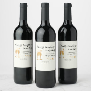 Elegant Funny Cheers Laughter Tears Retirement Wine Label