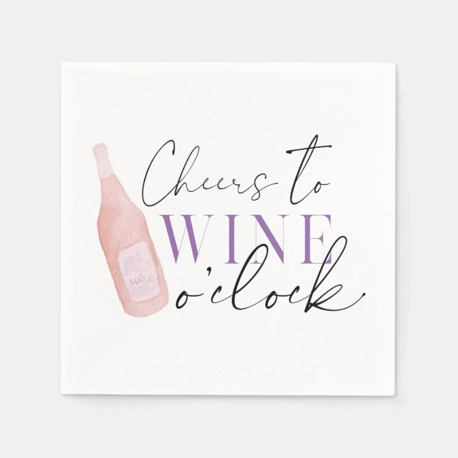 Elegant Funny Cheers Wine o clock Party  Napkin (Front)