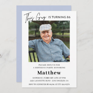 Elegant Funny Men Photo 86th birthday Invitation