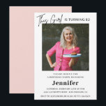 Elegant Funny Pink Photo 82nd birthday Invitation<br><div class="desc">Elegant Modern Pink Photo 82nd birthday Invitation</div>