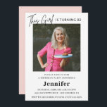 Elegant Funny Pink Photo 82nd birthday Invitation<br><div class="desc">Elegant Modern Pink Photo 82nd birthday Invitation</div>