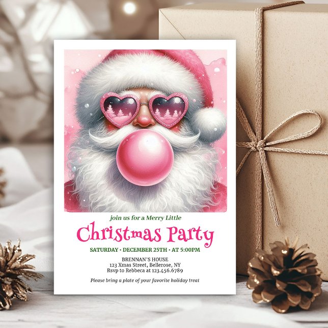 Elegant Funny Santa Heart Glasses Christmas Invite (Elegant Funny Santa Heart Glasses Christmas Invitation

)