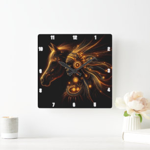 Elegant Fusion of Horse and Woman Square Wall Clock