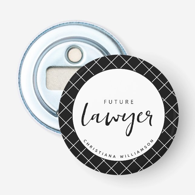 Elegant Future Lawyer Check Pattern Personalised Bottle Opener (Front)
