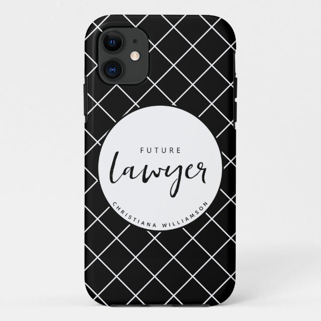 Elegant Future Lawyer Check Pattern Personalised Case-Mate iPhone Case (Back)
