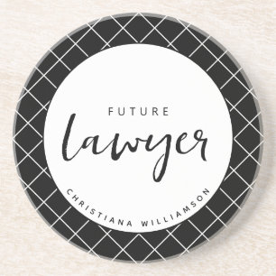 Elegant Future Lawyer Check Pattern Personalised Coaster