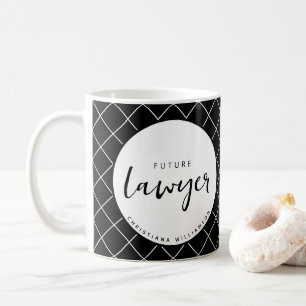 Elegant Future Lawyer Check Pattern Personalised Coffee Mug
