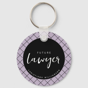 Elegant Future Lawyer Check Pattern Personalised Key Ring