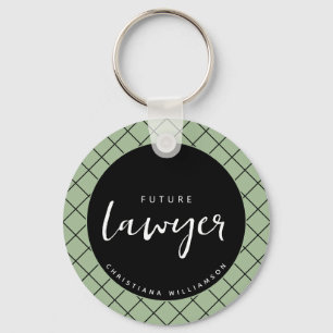 Elegant Future Lawyer Check Pattern Personalised Key Ring