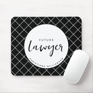 Elegant Future Lawyer Check Pattern Personalised Mouse Mat