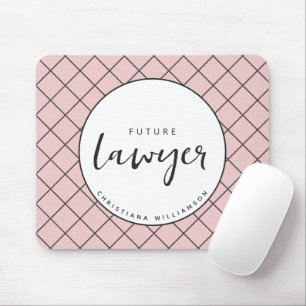 Elegant Future Lawyer Check Pattern Personalised Mouse Mat
