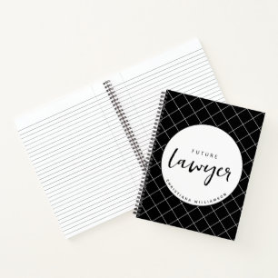 Elegant Future Lawyer Check Pattern Personalised Notebook