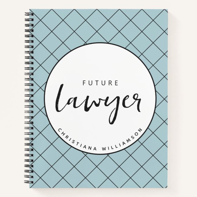 Elegant Future Lawyer Check Pattern Personalised Notebook (Front)