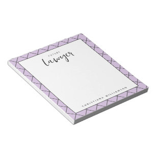 Elegant Future Lawyer Check Pattern Personalised Notepad