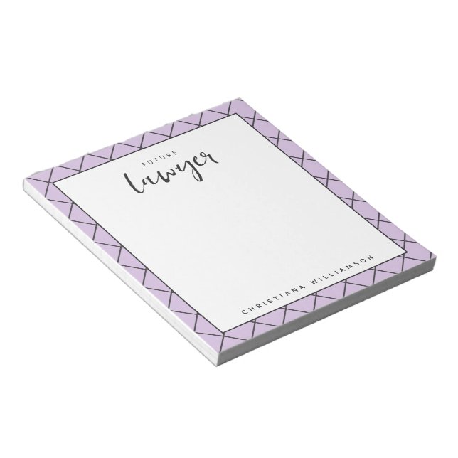 Elegant Future Lawyer Check Pattern Personalised Notepad (Angled)