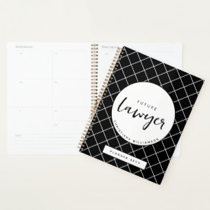 Elegant Future Lawyer Check Pattern Personalised Planner