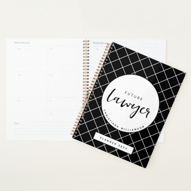 Elegant Future Lawyer Check Pattern Personalised Planner (Display)