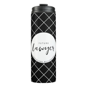 Elegant Future Lawyer Check Pattern Personalised Thermal Tumbler