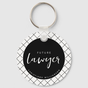 Elegant Future Lawyer Check Pattern Personalized Key Ring