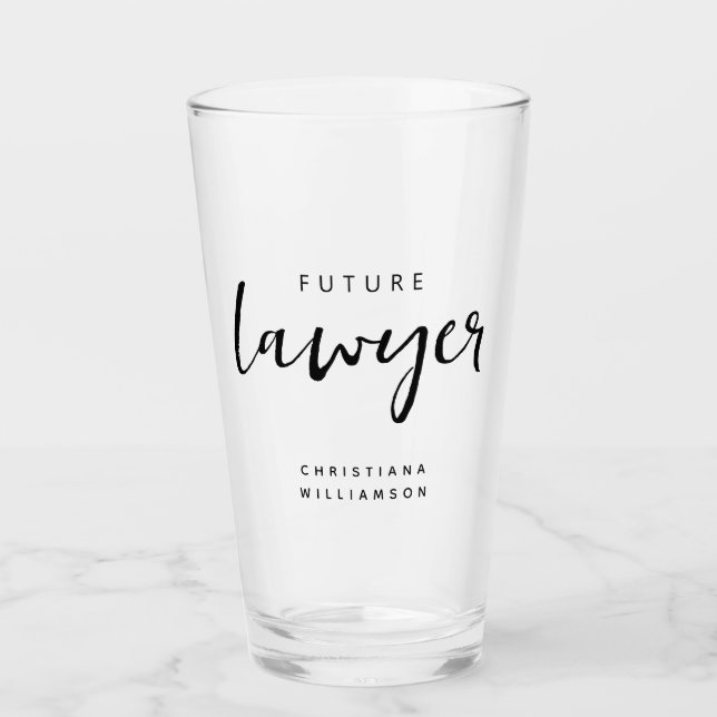 Elegant Future Lawyer Law Student Personalised Glass (Front)