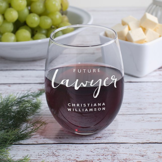 Elegant Future Lawyer Personalised Stemless Wine Glass (Creator Uploaded)