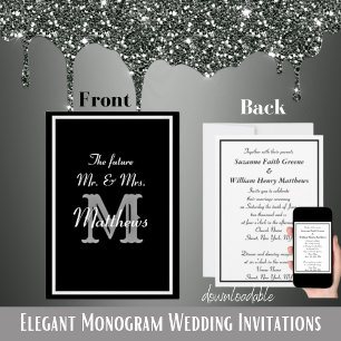 Elegant Future Mr Mrs Monogram Wedding Invitations