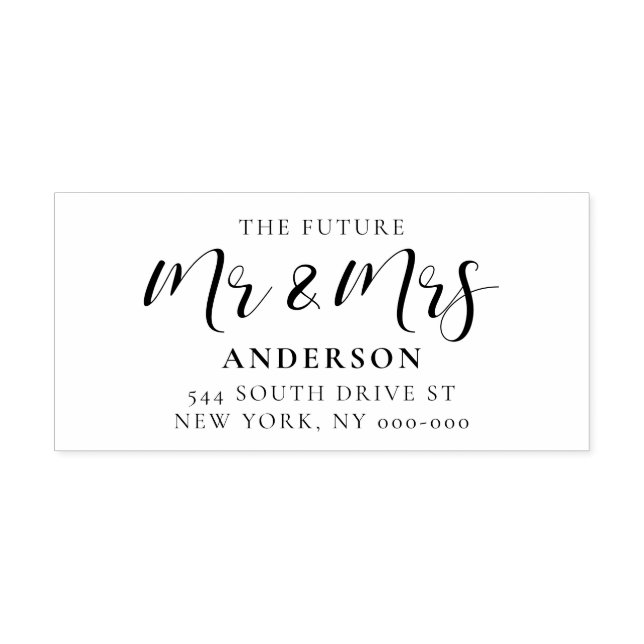 Elegant future Mr & Mrs return address Rubber Stamp (Imprint)