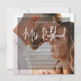 Elegant Future Mrs Black & White Bridal Shower  Invitation