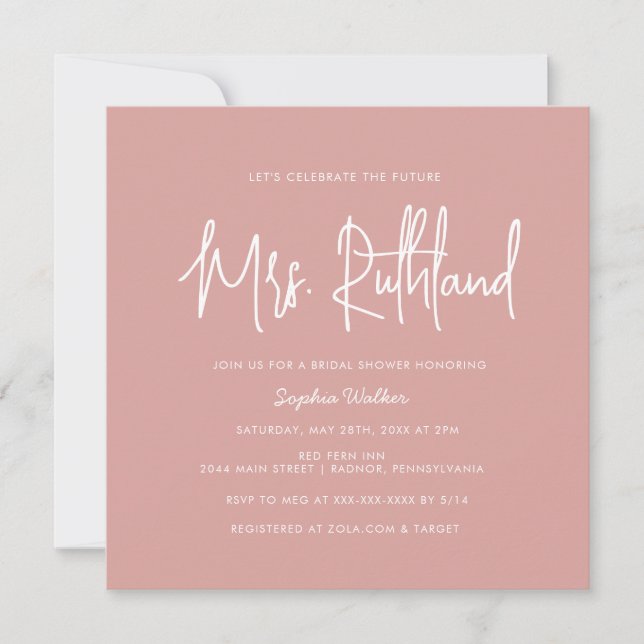 Elegant Future Mrs Pink Bridal Shower Invitation (Front)