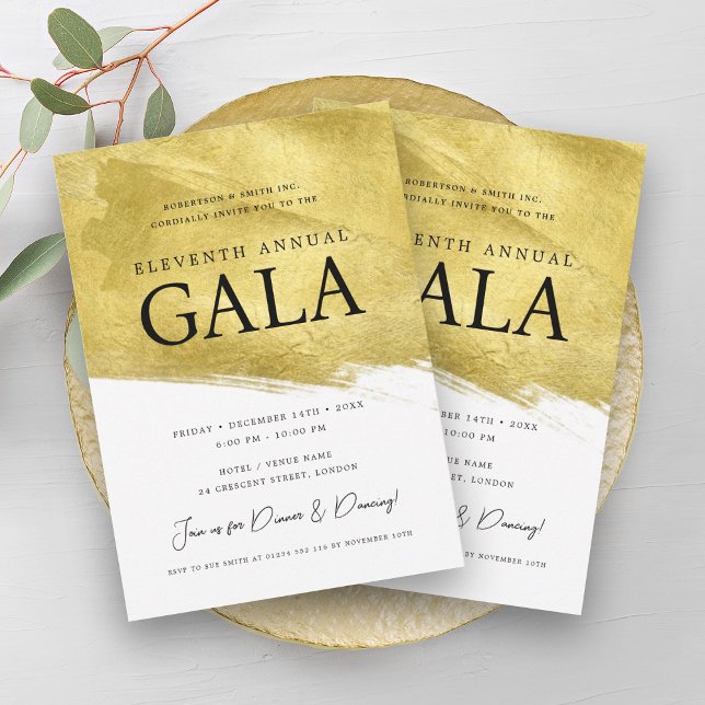 Elegant GALA Company Business Gold Brush  Invitation (Elegant GALA Company Business Gold Brush Invitation)