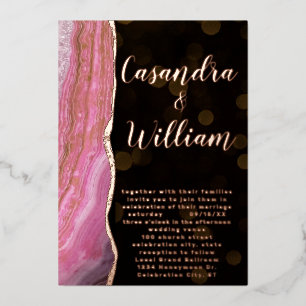 Elegant Galaxy Agate Geode Pink & Gold Wedding