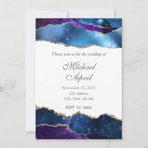 Elegant Galaxy Agate Wedding Invitation Customise