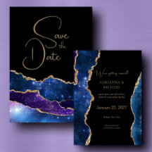 Elegant Galaxy Agate Wedding Save the Date