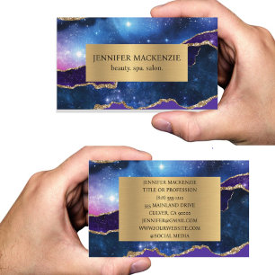 Elegant Galaxy Unicorn Gold Agate Luxury Business Card