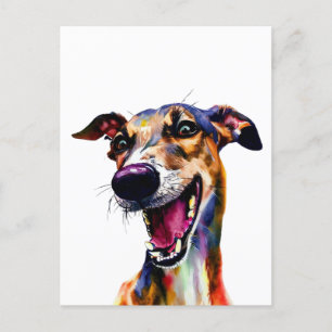Elegant Galgo Portrait with a Pop of Colour Postcard