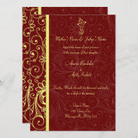 Elegant Ganapati Red & Gold Wedding Invitations