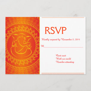 Elegant Ganesh   Indian God Orange RSVP Cards