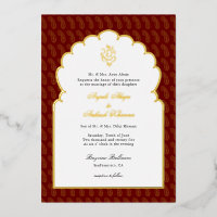 Elegant Ganesh Indian wedding Red and Gold I