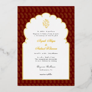 Elegant Ganesh Indian wedding Red and Gold I