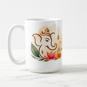 Elegant Ganesha Lotus Diwali Coffee Mug