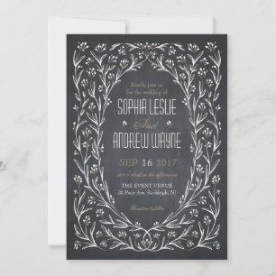 Elegant garden floral chalkboard rustic wedding invitation