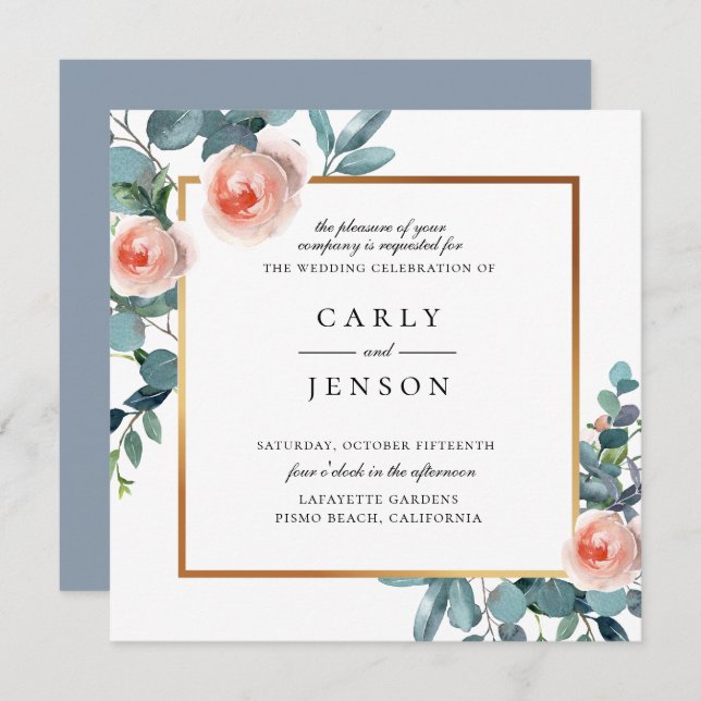 Elegant Garden Floral Frame Wedding Invitation (Front/Back)