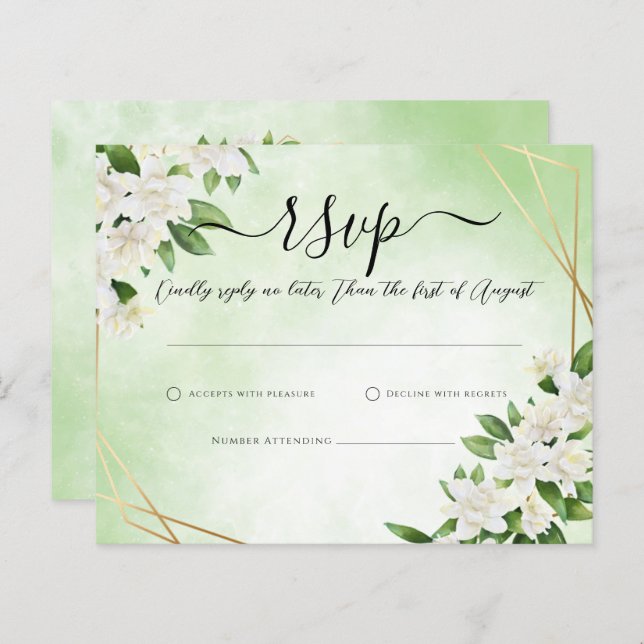 ELEGANT GARDEN FLORAL GREENERY Wedding RSVP Card (Front/Back)